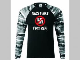 nazi punks fuck off! pánske tričko (nie mikina!!) s dlhými rukávmi vo farbe " metro " čiernobiely maskáč gramáž 160 g/m2 materiál 100%bavlna
